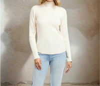 Karen Kane Ribbed Turtleneck Sweater in cream - women's sweater - view 4