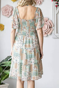 Cotton Bleu - Boho Checkered Maze Mini Dress
