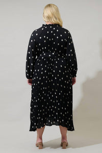 SUGARLIPS Kaline Polka Dot A-line Midi Dress in ivory black - women's dress - detail view