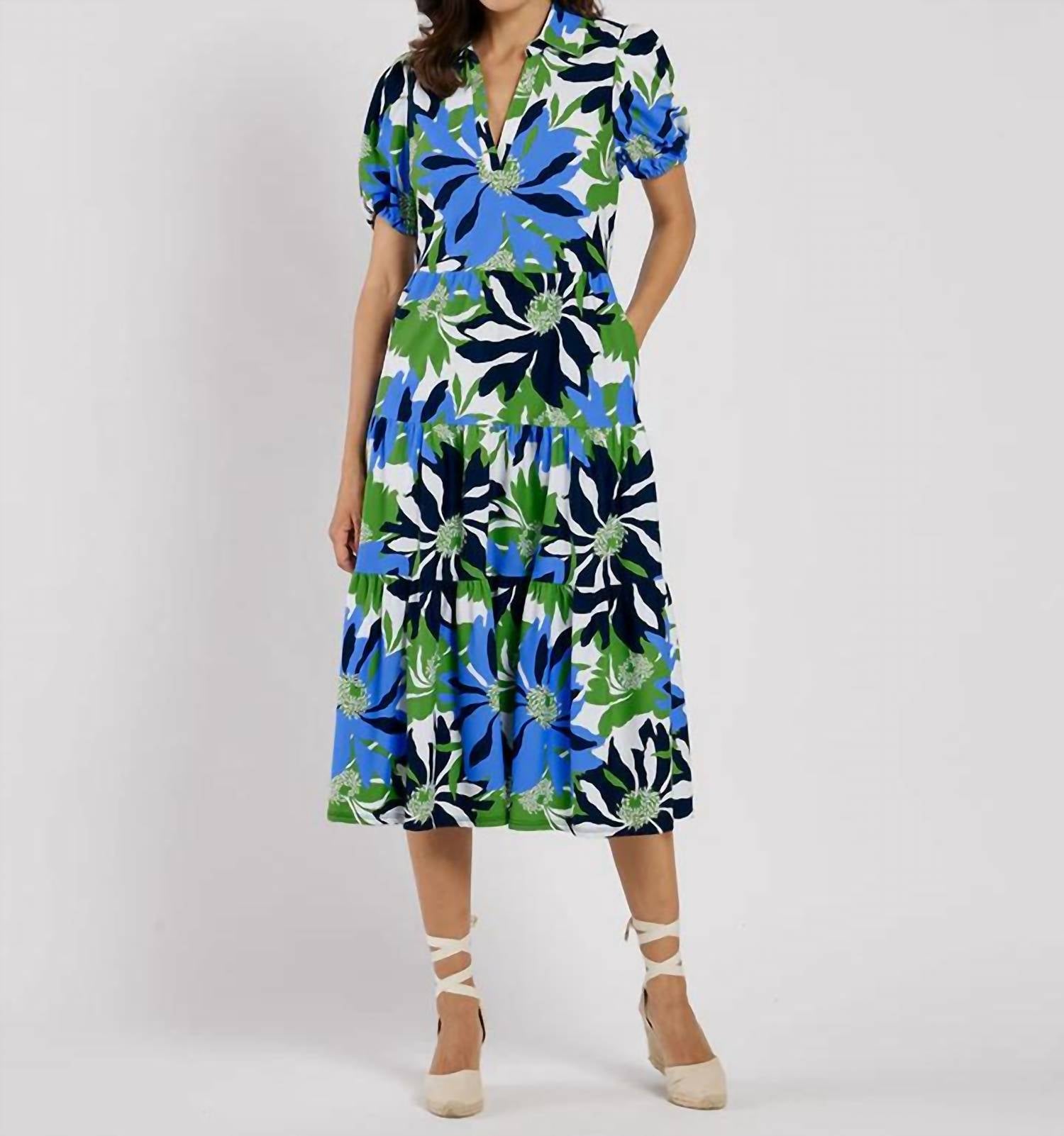 JUDE CONNALLY Portia Dress in navy green white - women's dress - view 4
