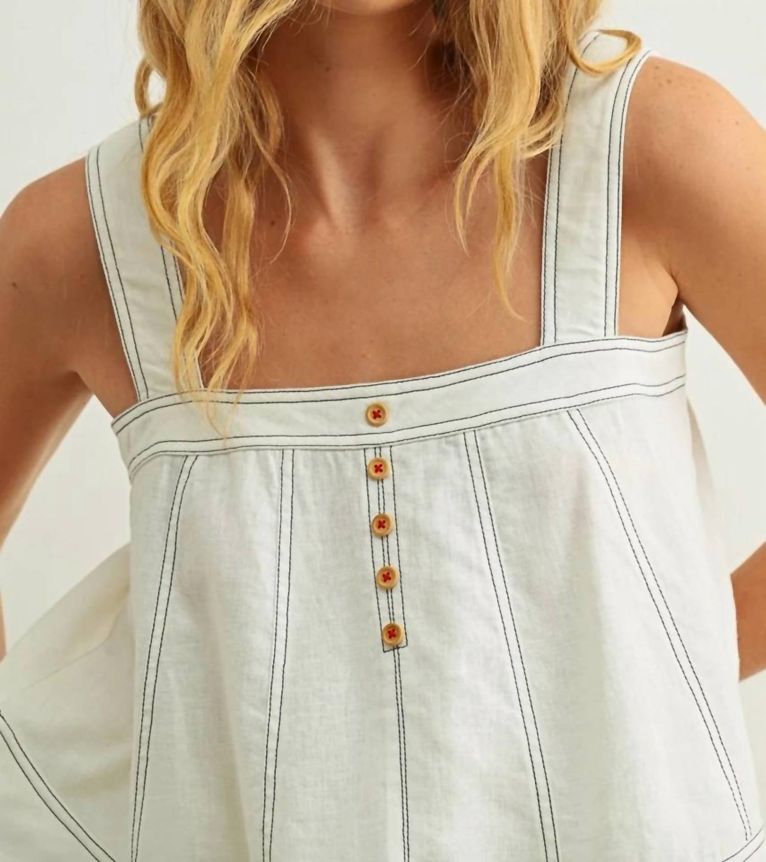 Miou Muse - STITCH DETAILED SLEEVELESS TOP