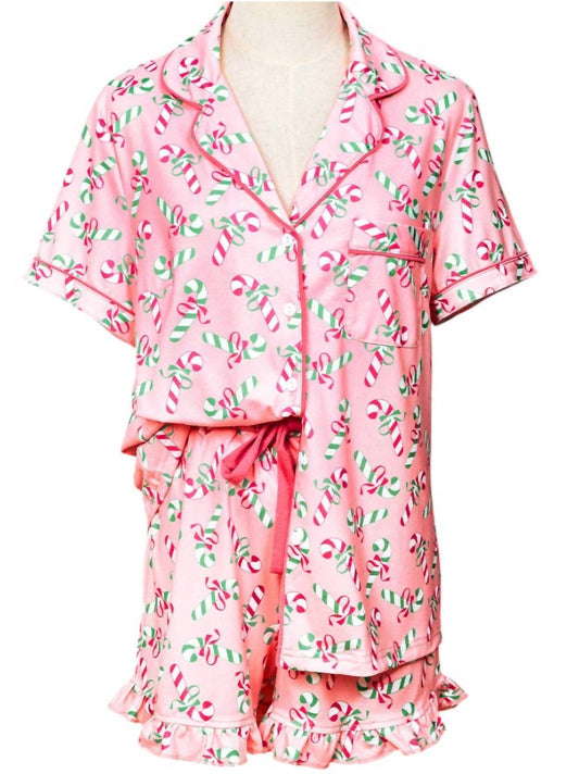 Fashionworks - Women's Christmas Candy Cane Holiday Pajama Set