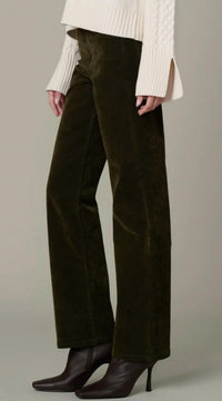 Joe's Jeans Margot Flocked Straight Jeans in olive - women's jeans - detail view