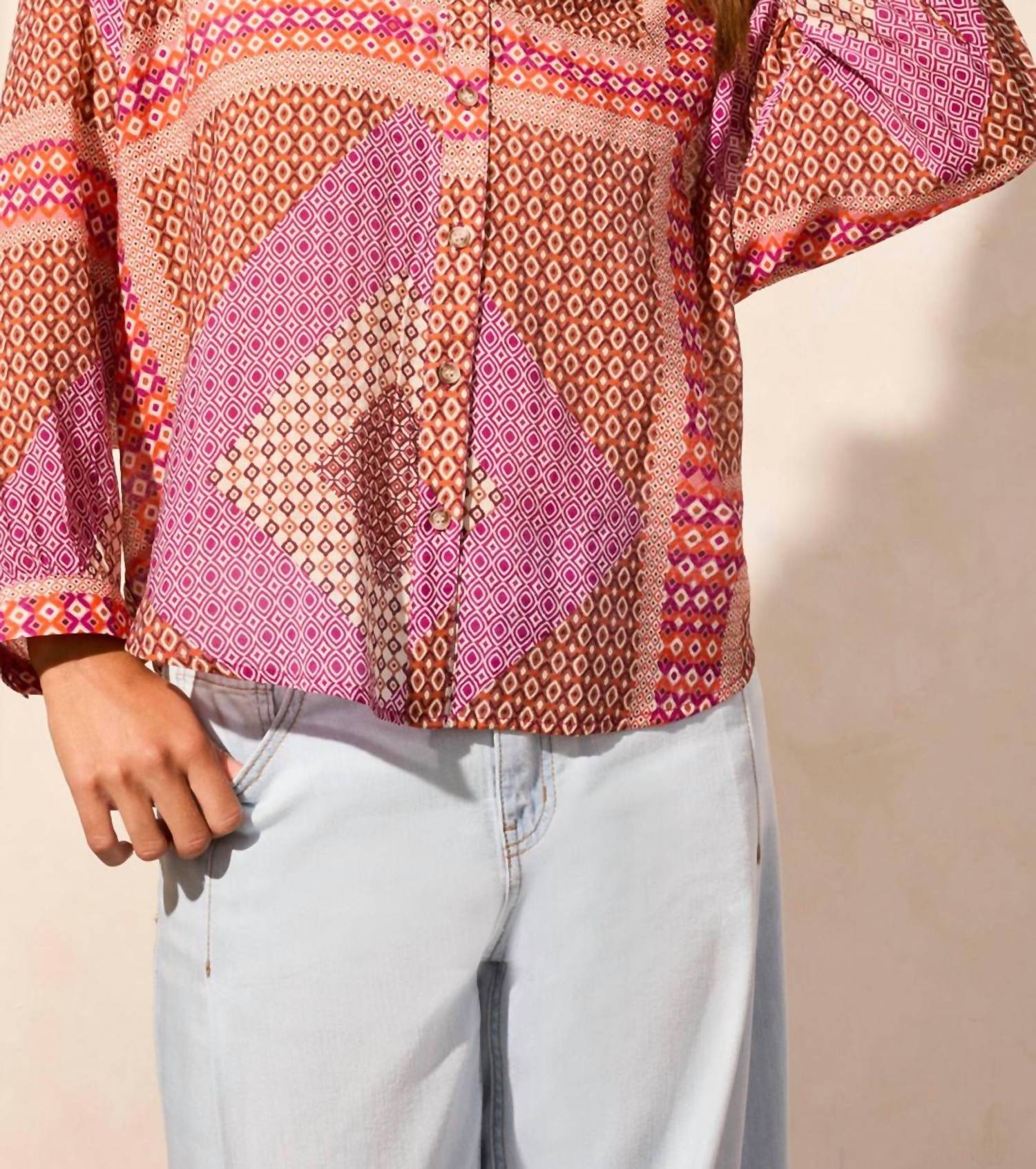 Tribal - Flowy Dolman Sleeve Blouse