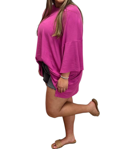 Karlie - RIBBED CREW KNIT TUNIC TOP