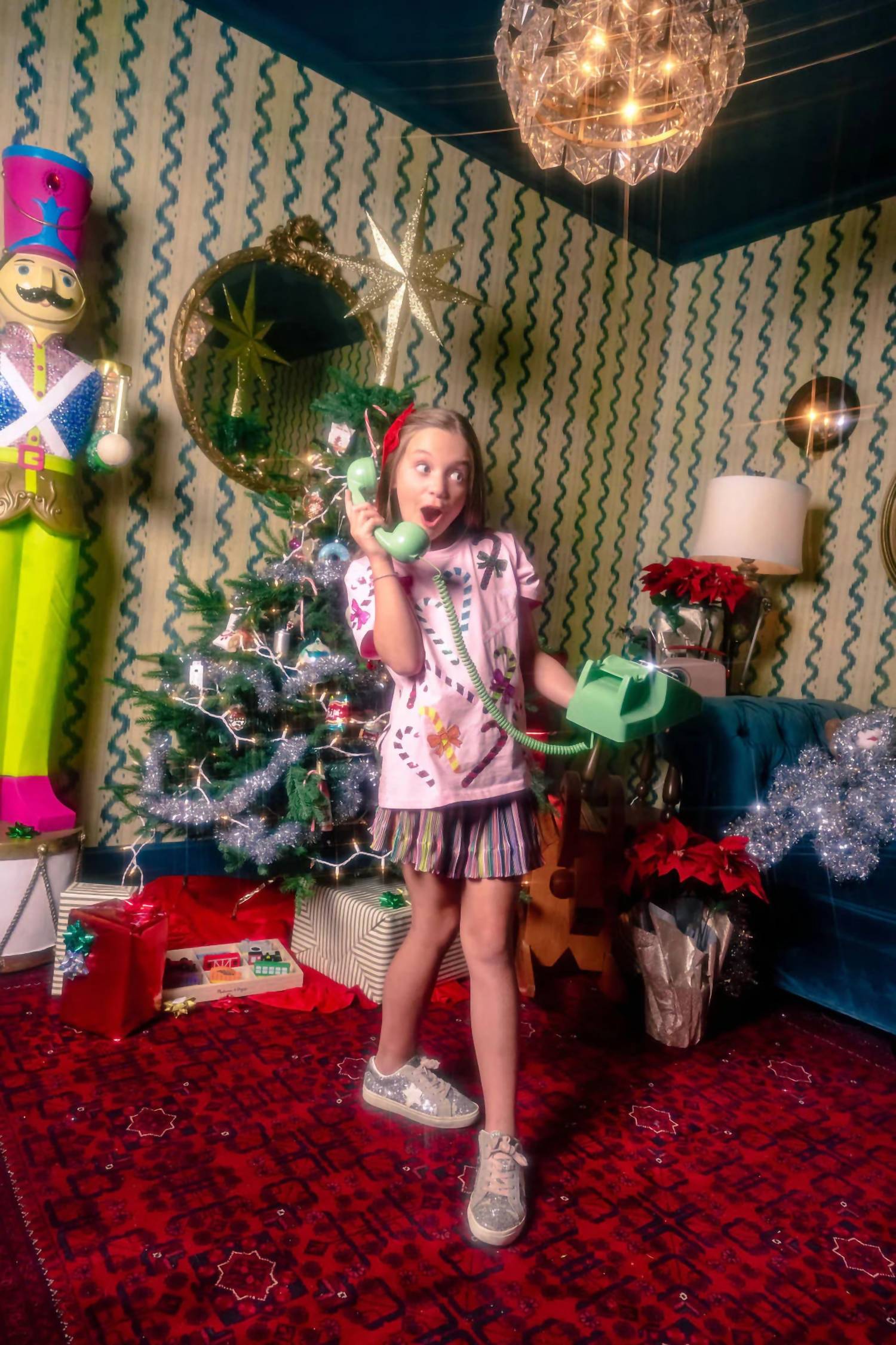 Queen Of Sparkles - Girl's Rainbow Candy Cane Tee