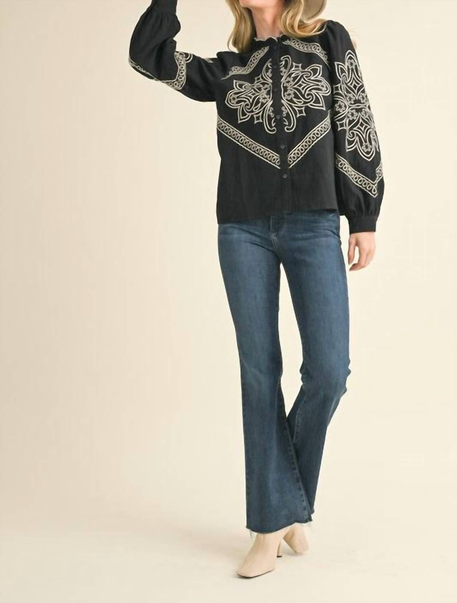 En Merci - Western Embroidered Top