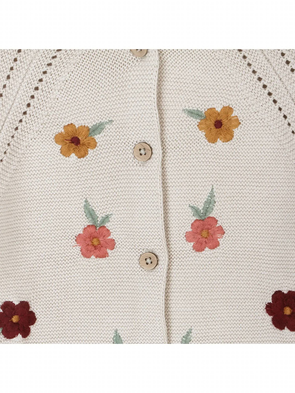Viverano Organics - Kid's Floral Embroidered Pearl Cardigan