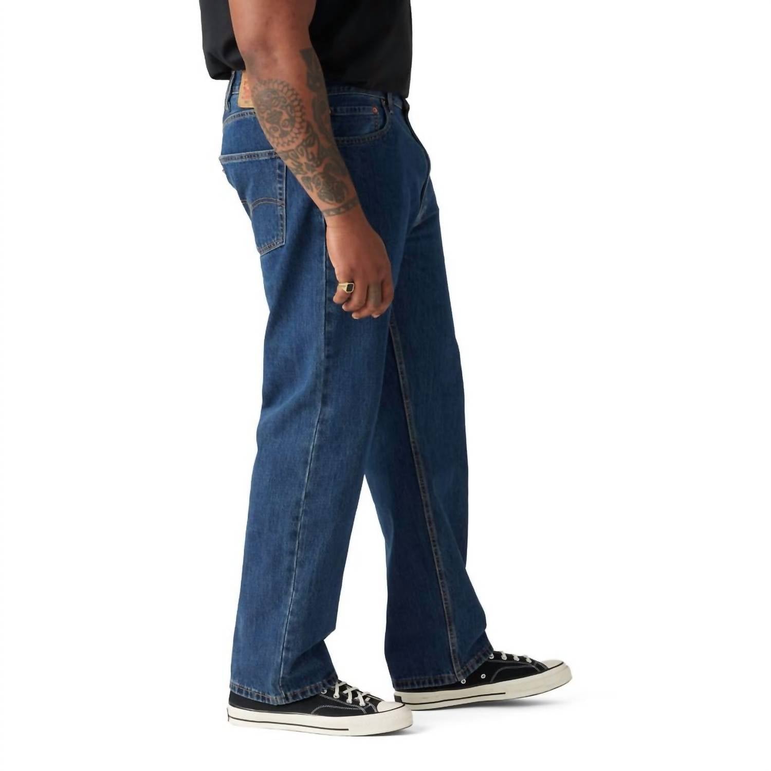 LEVI'S Men's 505 Regular Fit Jeans in dark stonewash - men's jeans - detail view