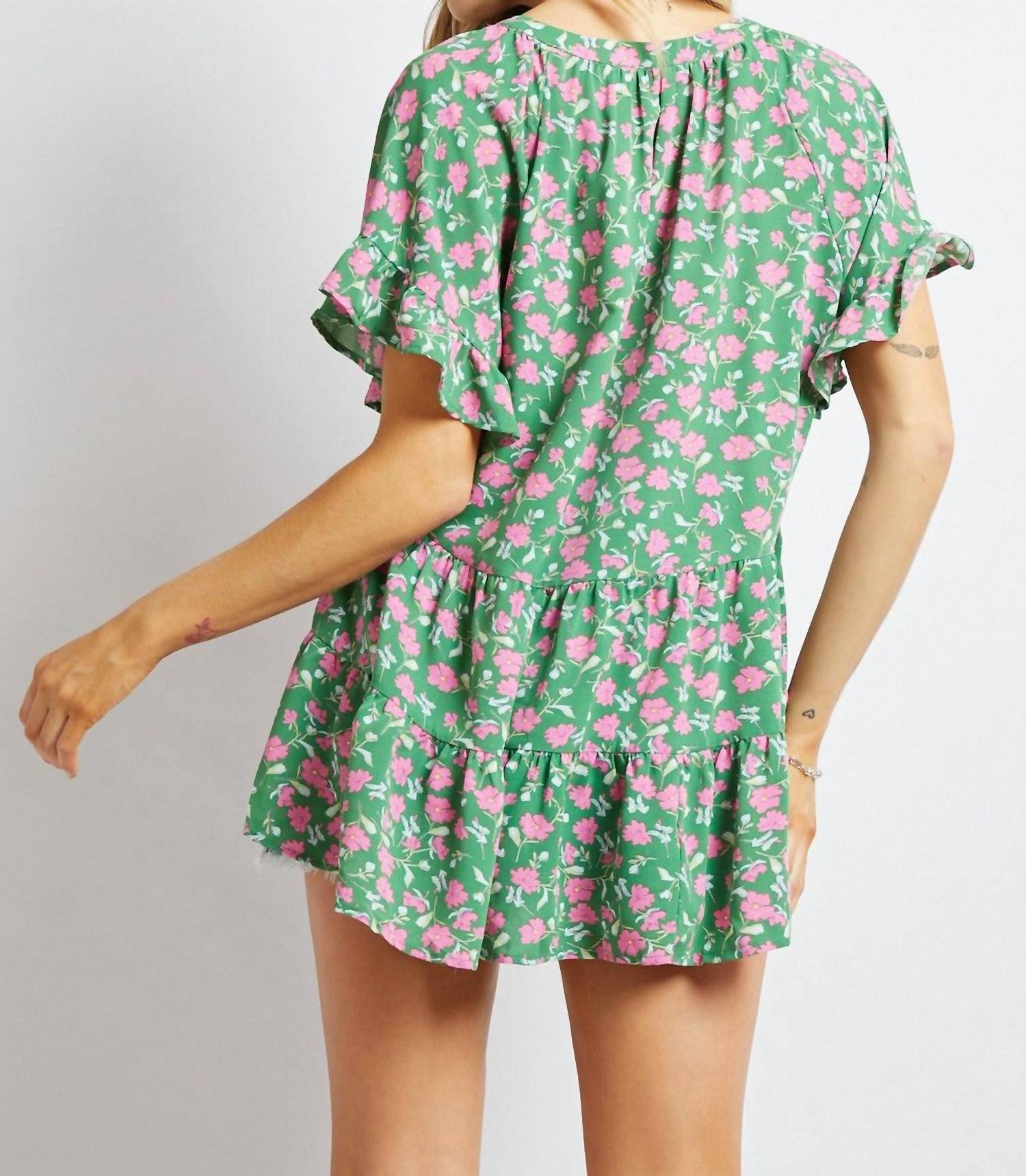 Davi & Dani - Printed Smocked Top