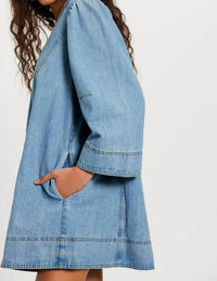 Free People Goldie Denim Mini Dress in celestial blue - women's dress - view 4