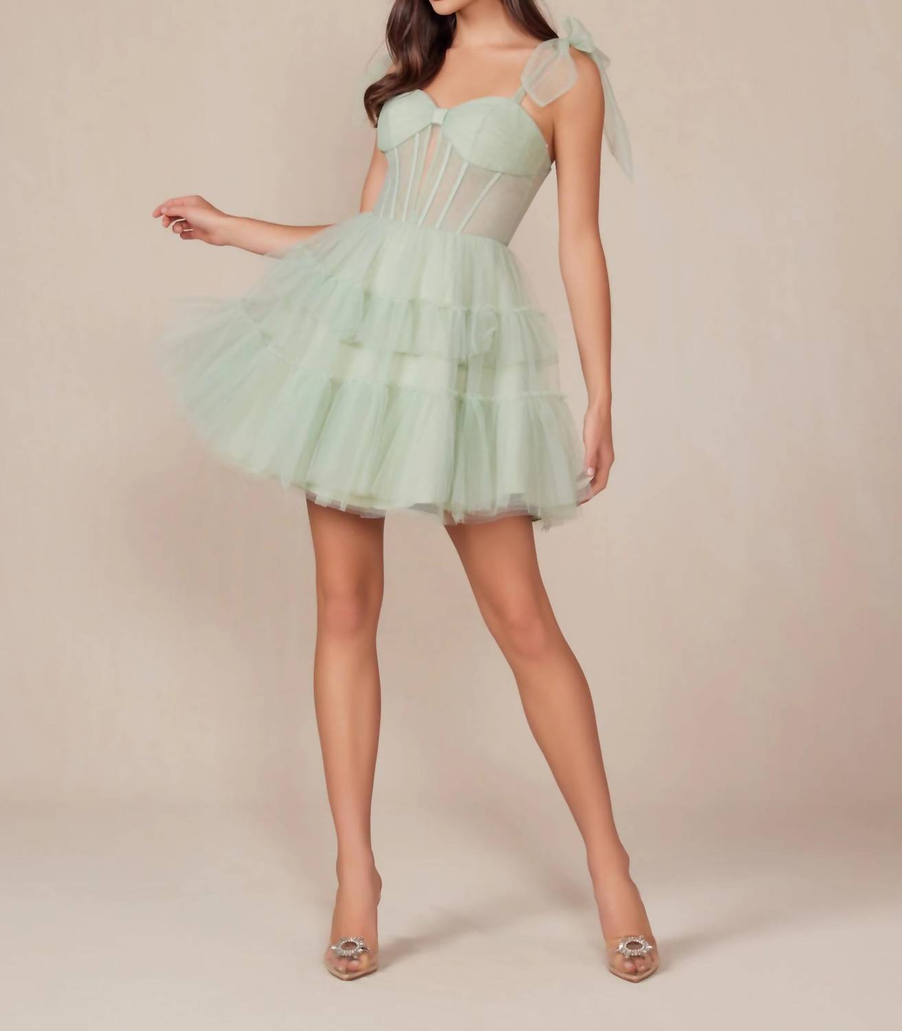 Nox Anabel - Short Sleeveless Tiered A-line Prom Dress