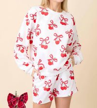 Mainstrip - Cherries This Christmas Lounge Shorts