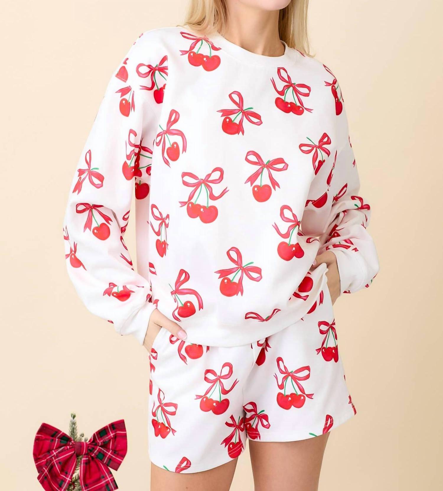 Mainstrip - Cherries This Christmas Lounge Shorts