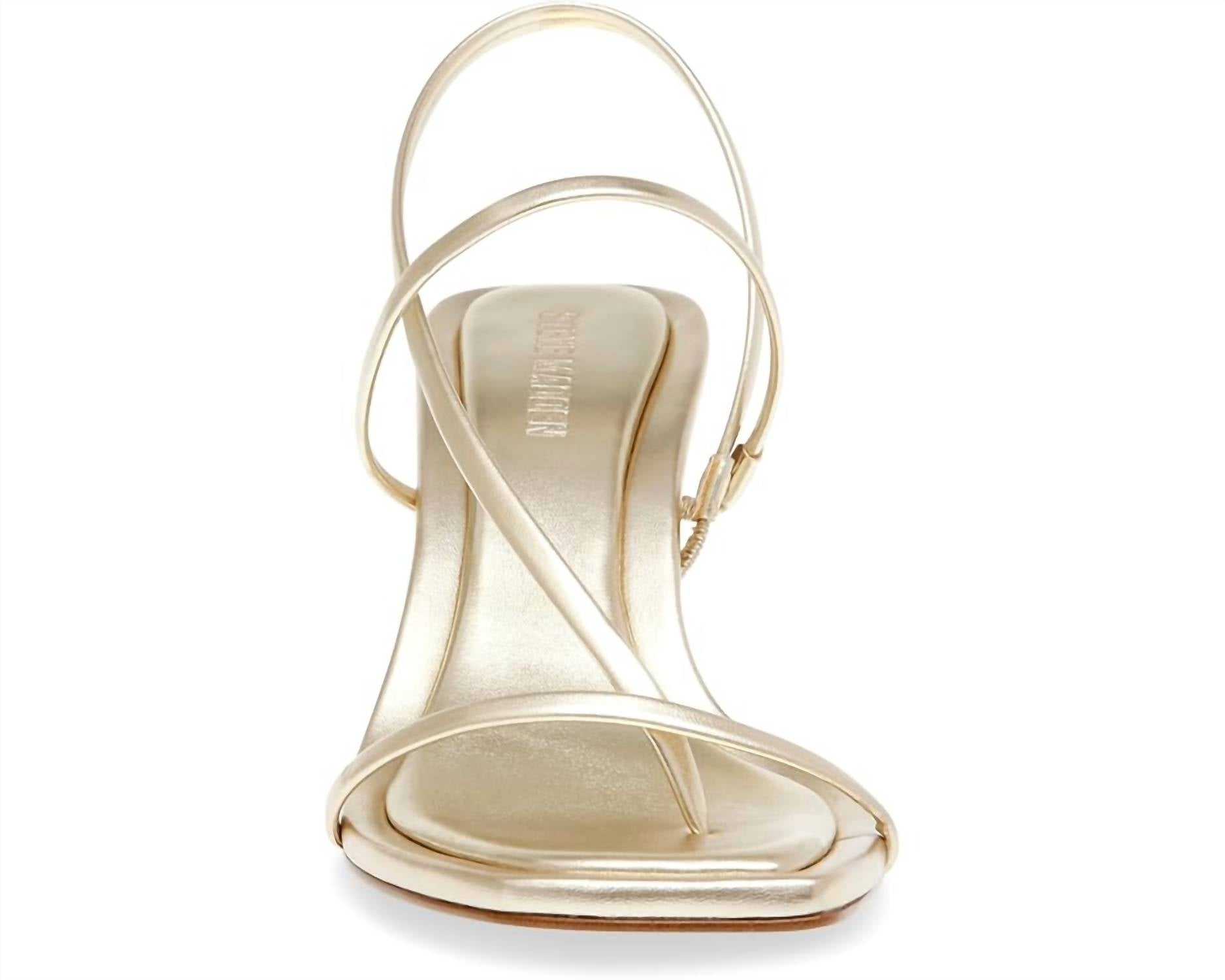 STEVE MADDEN Women's Locke Leather Strappy Y2k Mid Heels Sandals in champagne - women's sandal - alternate view