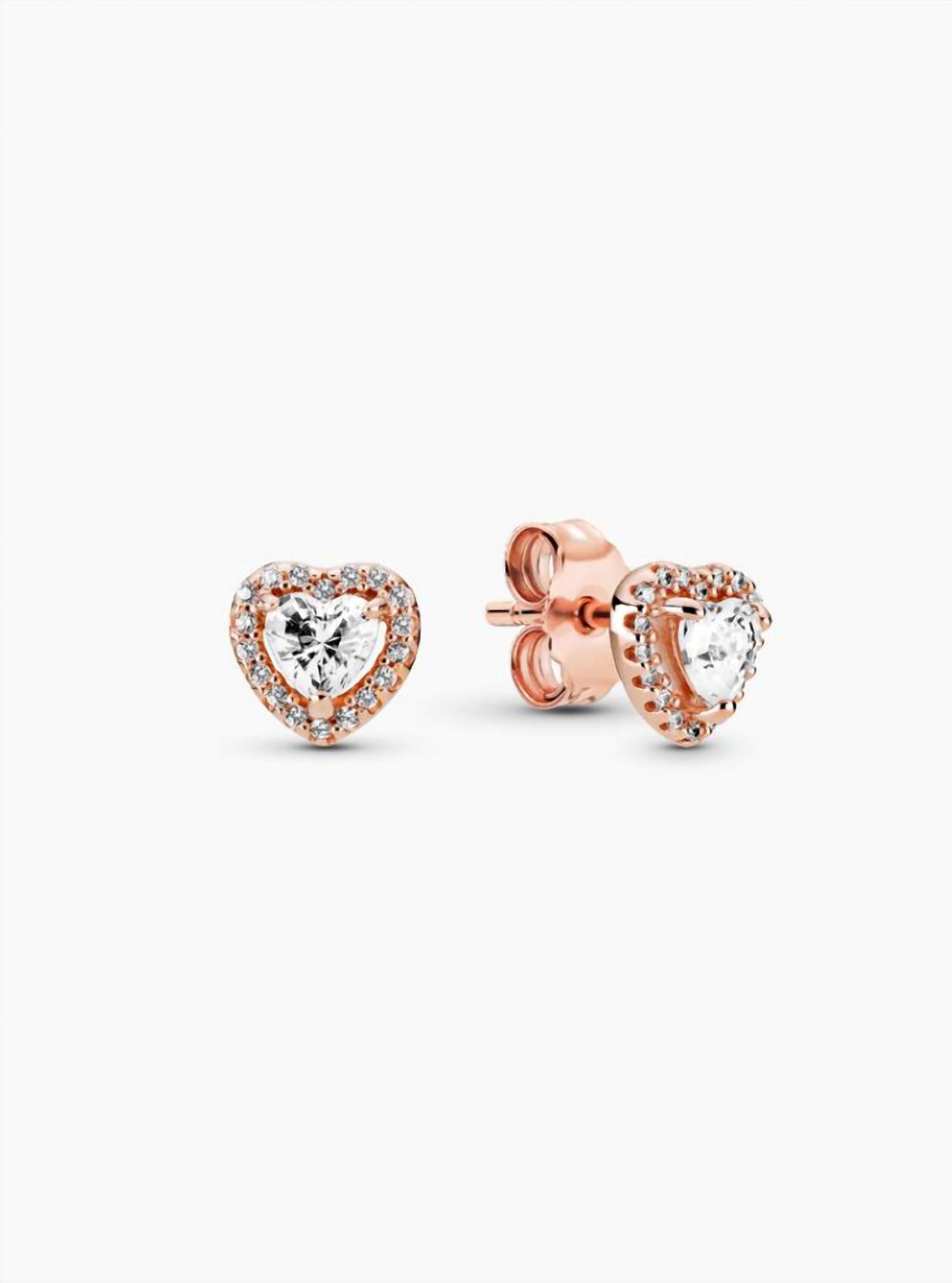 Pandora Women's Sparkling Elevated Heart Stud Earrings in rose gold - women's jewelry