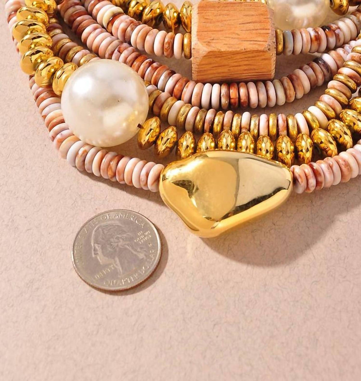 Merveille - Women's Mixed Bead Pearl Accent Statement Necklace