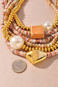 Merveille - Women's Mixed Bead Pearl Accent Statement Necklace
