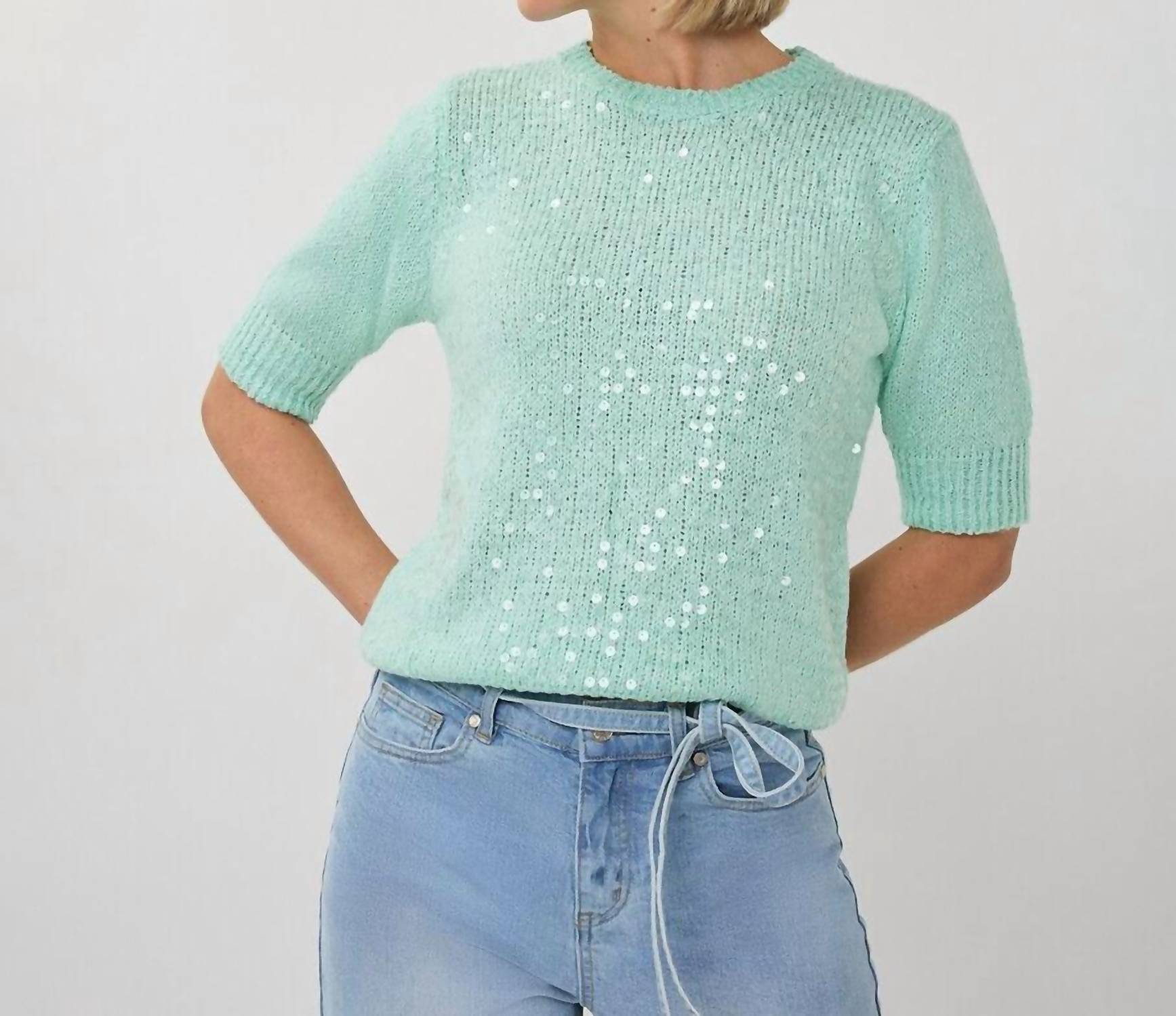 Esqualo - Sivine Sequin Short Sleeve Sweater