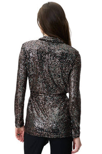 Joseph Ribkoff Sequin Blazer With Belt in black multi - women's jacket - view 4