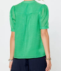 Current Air - Split Neck Short Sleeve Blouse