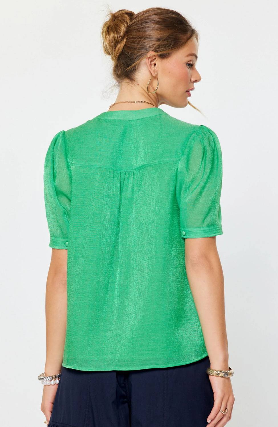 Current Air - Split Neck Short Sleeve Blouse