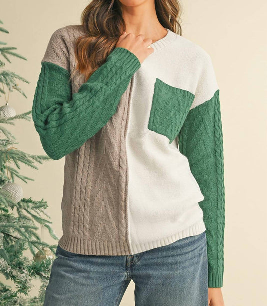 Shewin - Colorblock Pocket Sweater