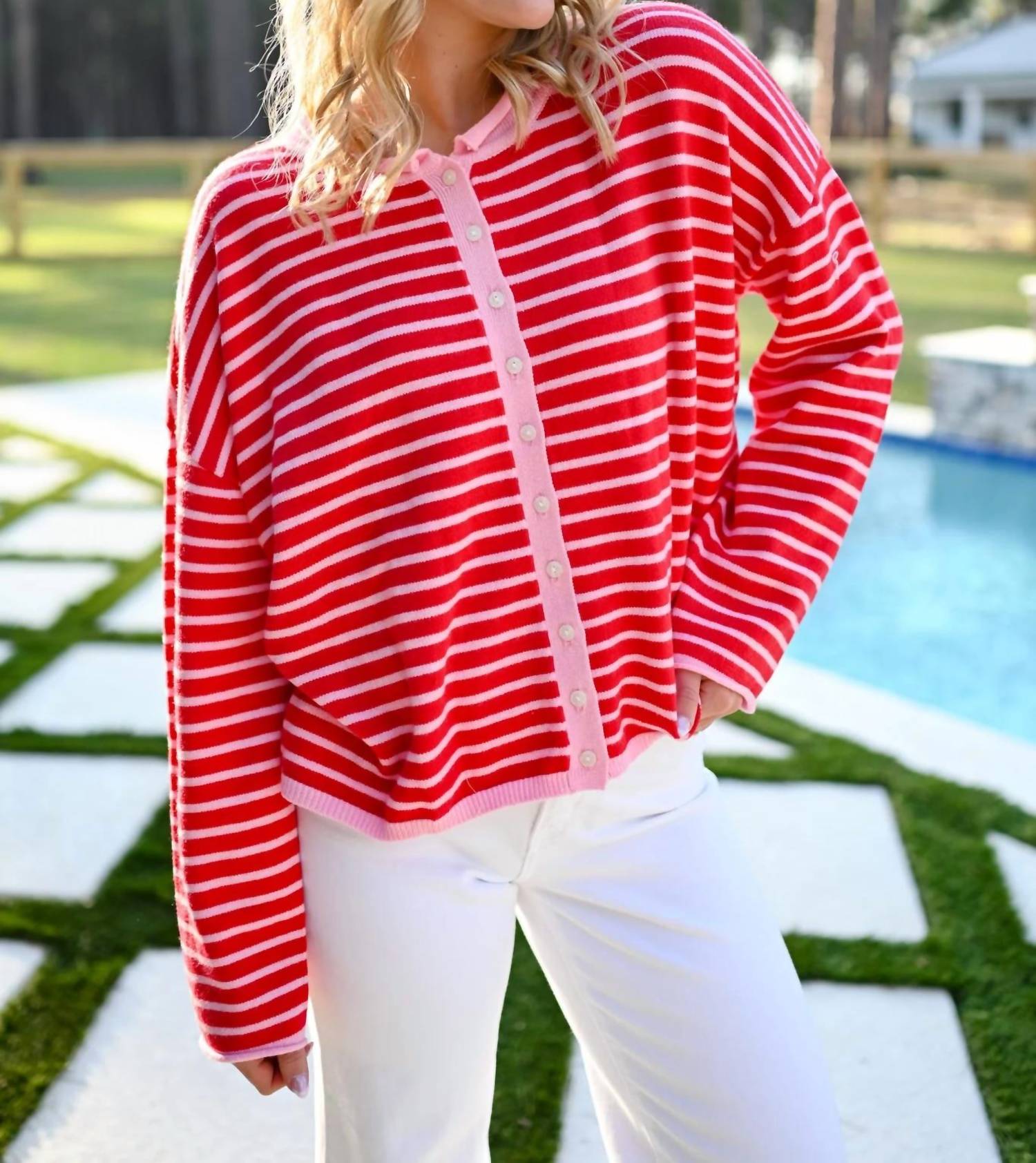 Day + Moon - Stripes Cardigan Top