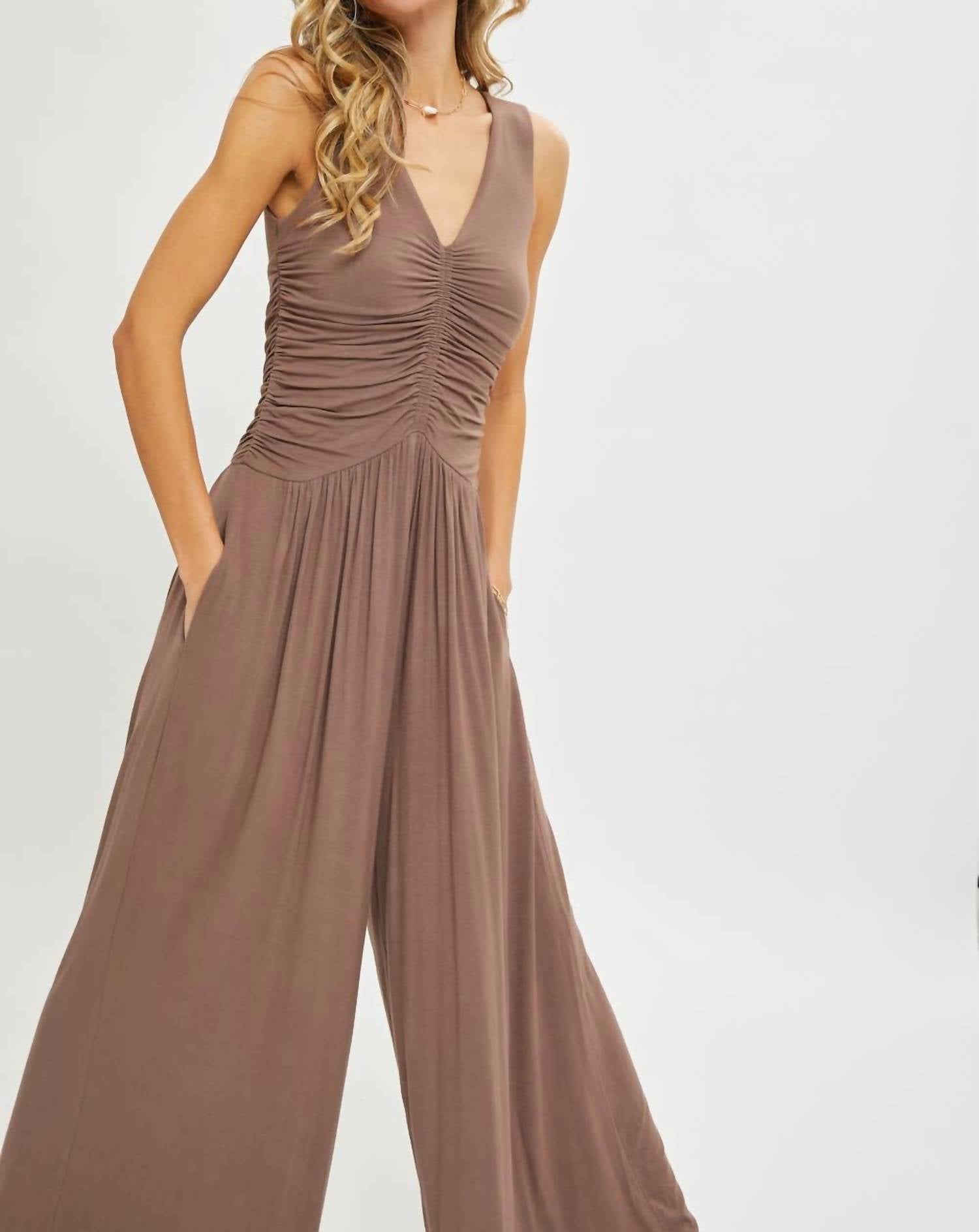 Sweet Lovely By Jen - Jersey Knit Sleeveless One-piece Jumpsuit