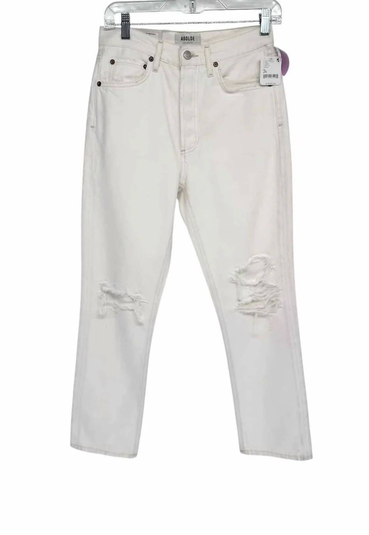 AGOLDE Women's Riley High Rise Straight Crop Jeans in white - women's jeans