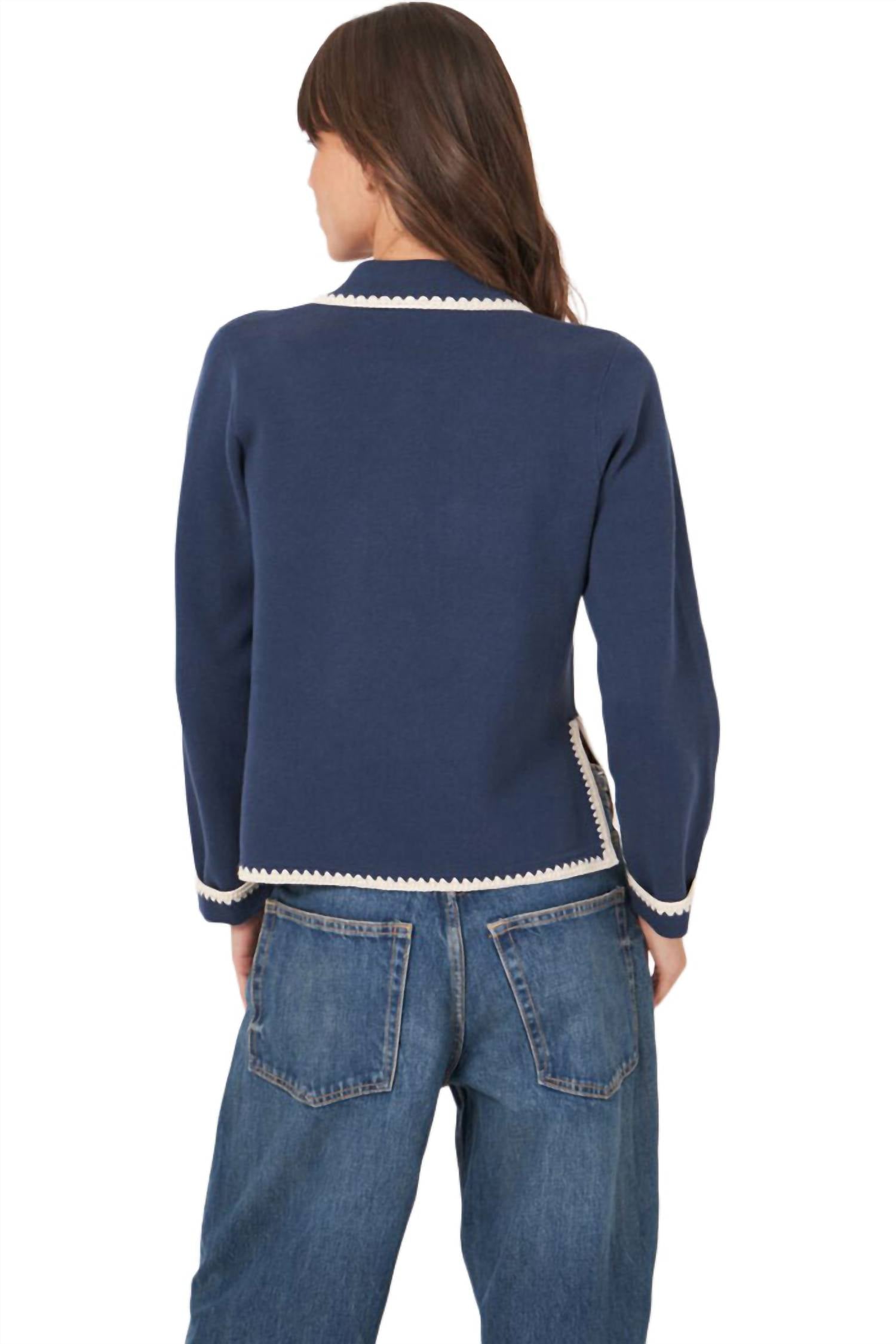 Repeat Cashmere - With Crochet Details Collared Cardigan