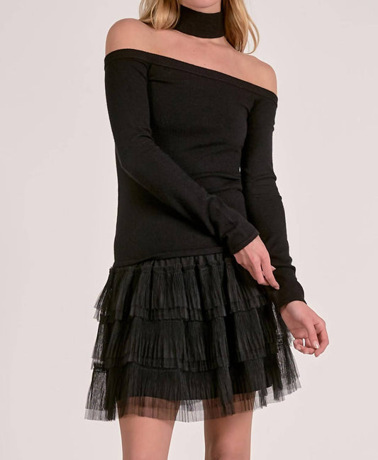 Elan - Taylor Off the Shoulder Choker Sweater