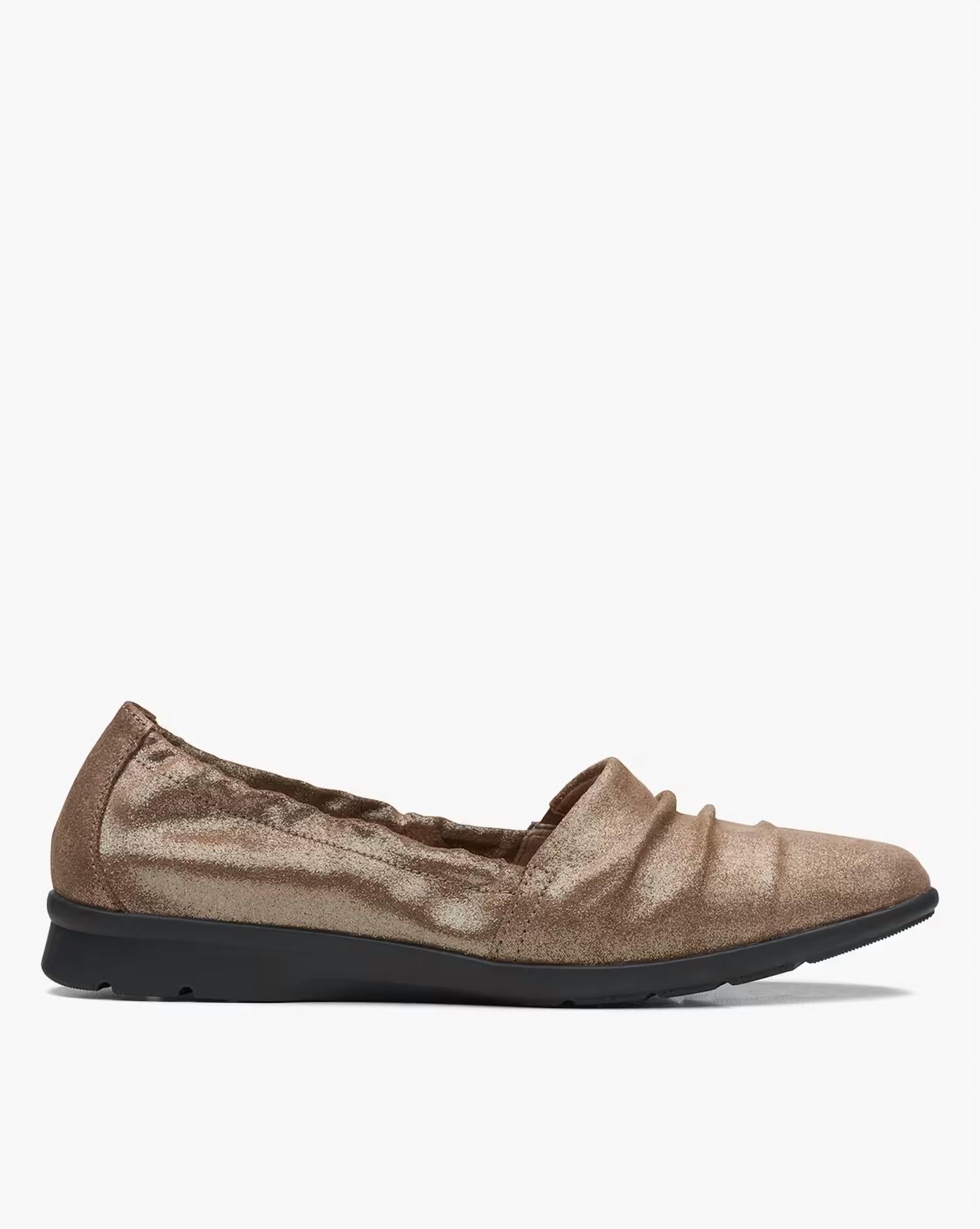 Clarks Women's Jenette Ruby Flats in pewter metallic suede - women's flats - detail view