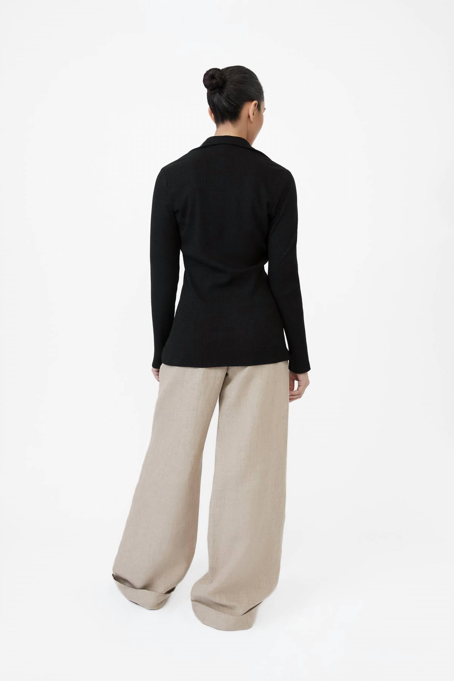 Dāl The Label - Rib Knit Collared Cardigan