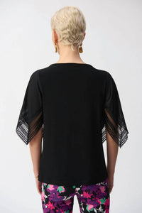 Joseph Ribkoff - Boatneck With Lace Trim 3/4 Sleeve Top