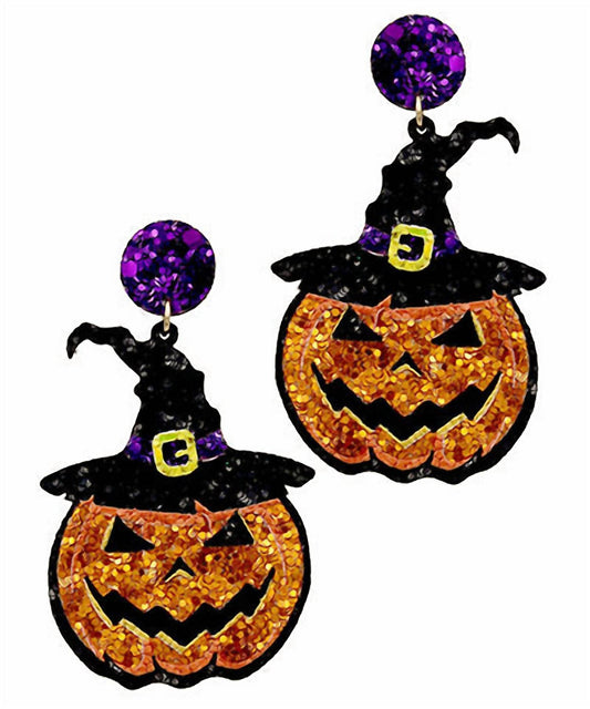 Jhp Collection - Halloween Glitter Pumpkin Earrings