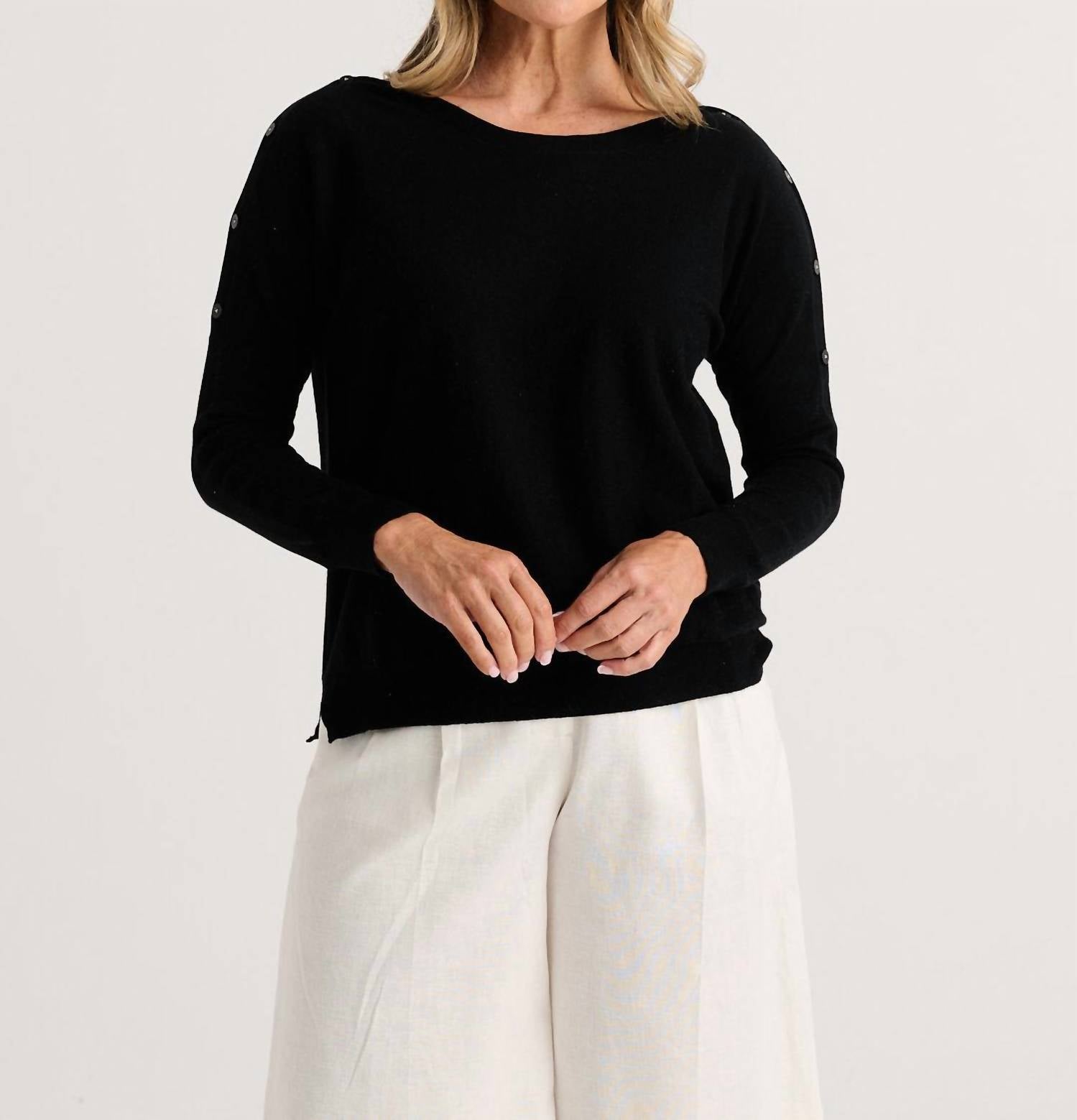 Zaket & Plover - Button Boat Neck Sweater