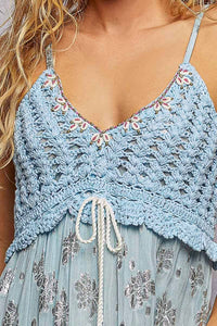 Pol - V-neck Crochet Top Tassel Maxi Dress