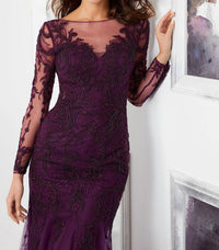 MGNY Long Sleeve Dress in egglant - women's dress - alternate view