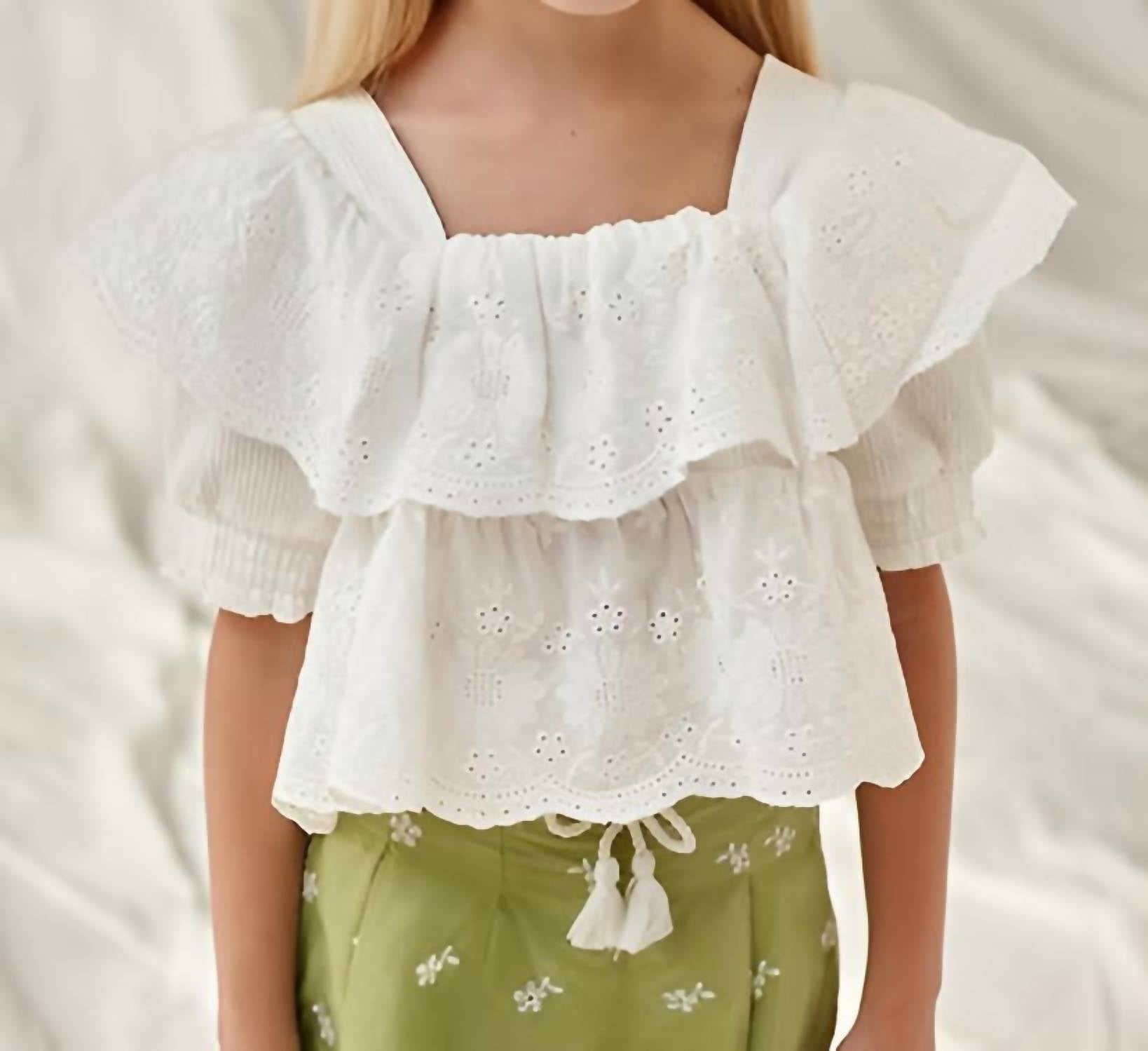 Mayoral - Ruffled Embroidered Top With Skort Set