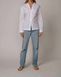 CISSA Bow Back Shirt in white dobby - women's shirt - detail view