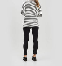 NOM Maternity Liv Long Sleeve Tee in white black stripe - women's long sleeve top - alternate view