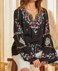 Andree By Unit - Embroidered Bell Sleeve Blouse