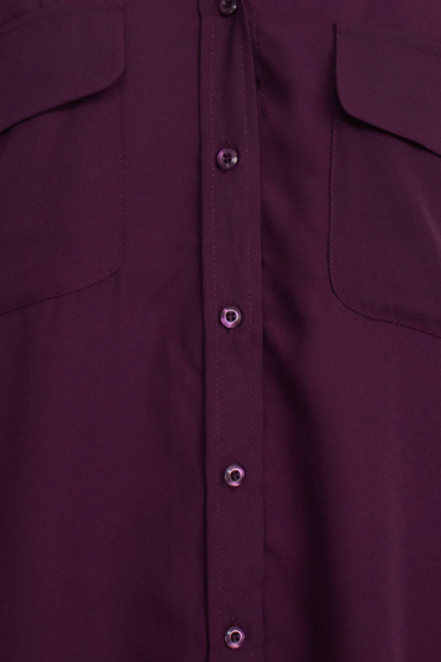 Magaschoni - Collar Neck Long Sleeves Front Button Detail Top