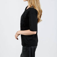 Leo Ugo - Ines Floral Bead Detail Short Sleeve Tee