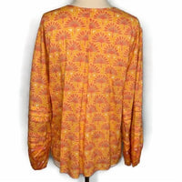 Nic + Zoe Women's Swan Rays Necktie Boho Top in orange multi - women's long sleeve top - view 4