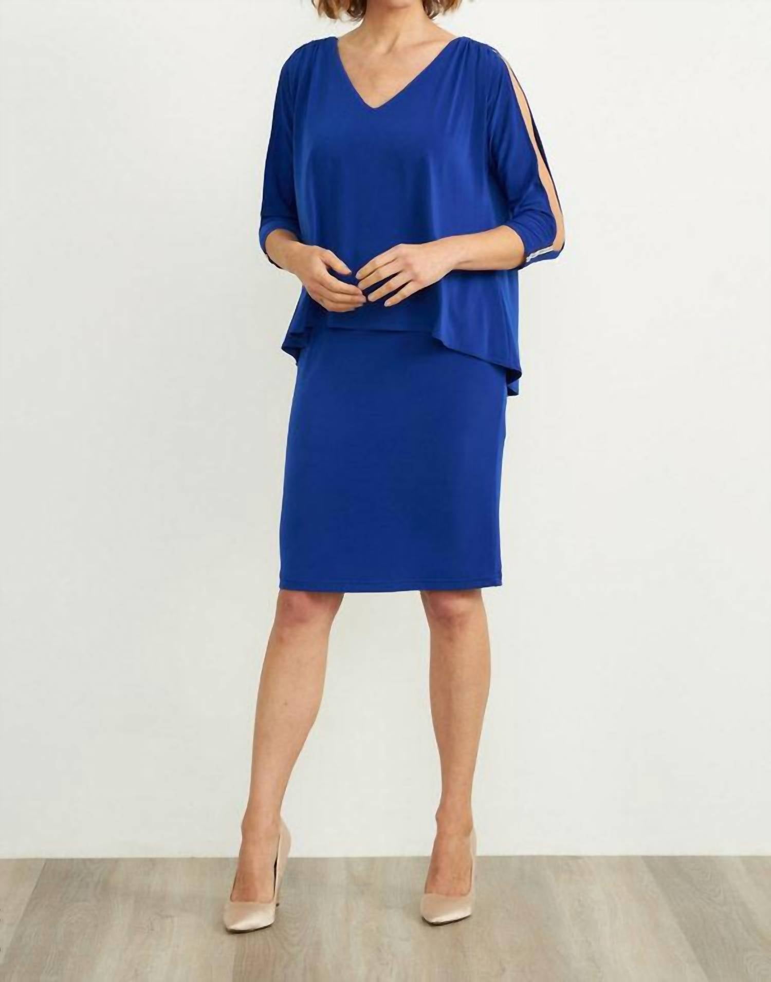 Joseph Ribkoff Cold Shoulder Dress in royal sapphire - women's dress
