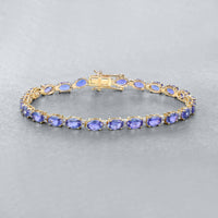 Diana M Jewels Women's Oval Natural Tanzanite Bracelet (10.87 Ct) - Luxe in 14k yellow gold - women's jewelry - detail view
