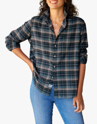 Frank & Eileen Eileen Relaxed Button Up Shirt in grey yellow blue plaid - women's shirt