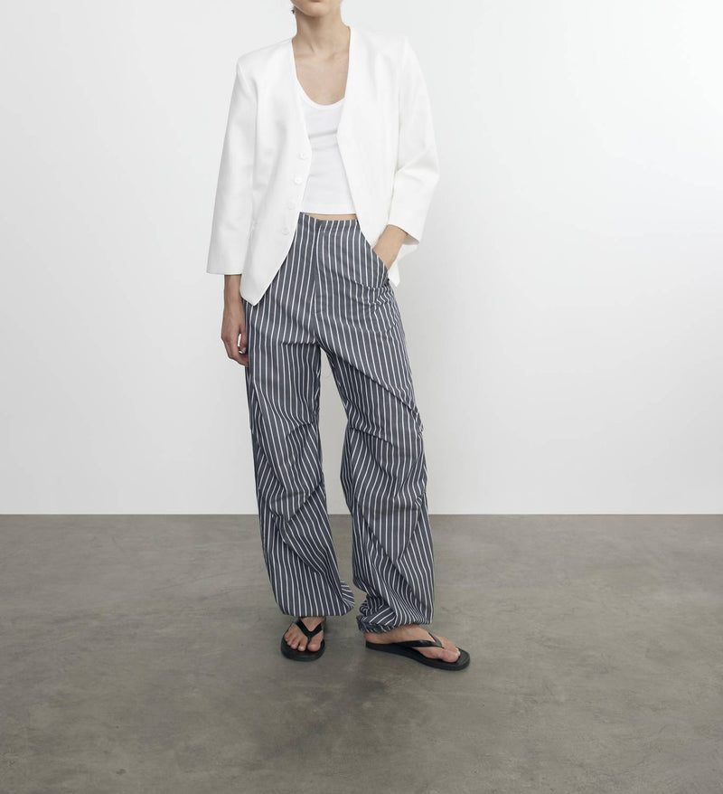 Enza Costa POPLIN FLIGHT PANT in navy white - women's pants